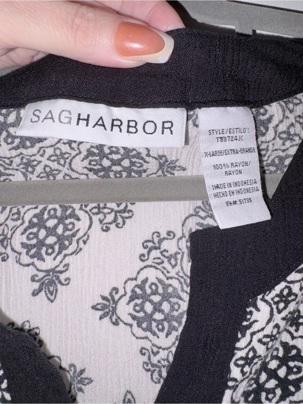 Sag Harbor Black and White Printed Blouse